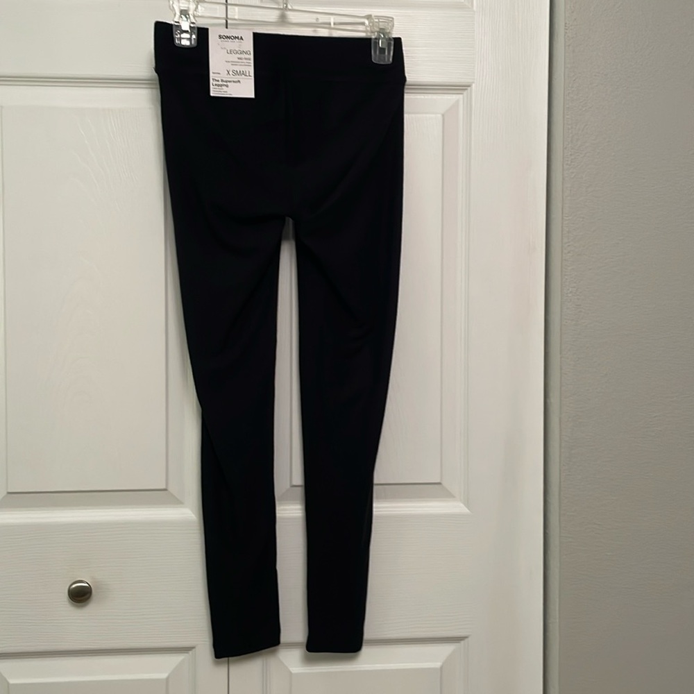 NWT $26 SONOMA Black Supersoft Leggings Mid Rise XS Petite